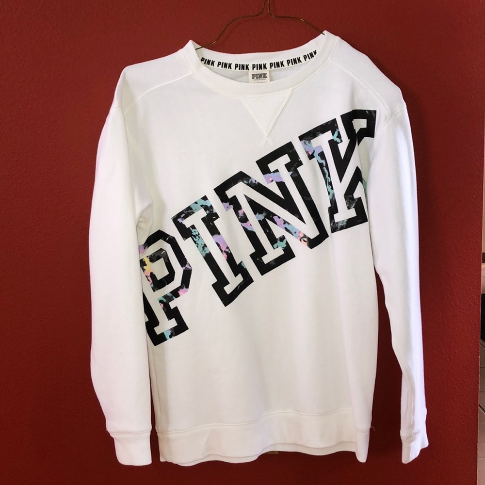 PINK white crew neck
